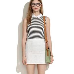 Madewell Daisy Eyelet Sunflower Embroidered Lace Mini Skirt Ivory White sz 2